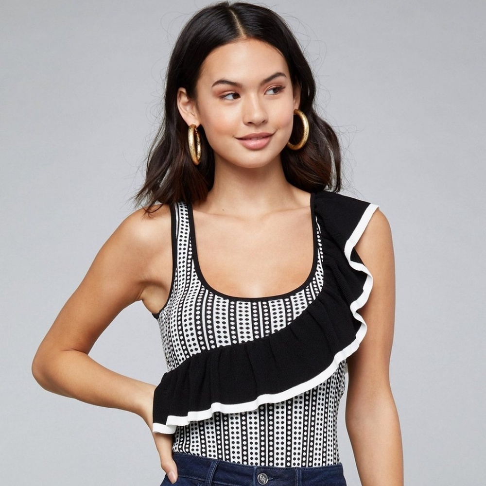 Bebe Dot Jacquard Knit Bodysuit M